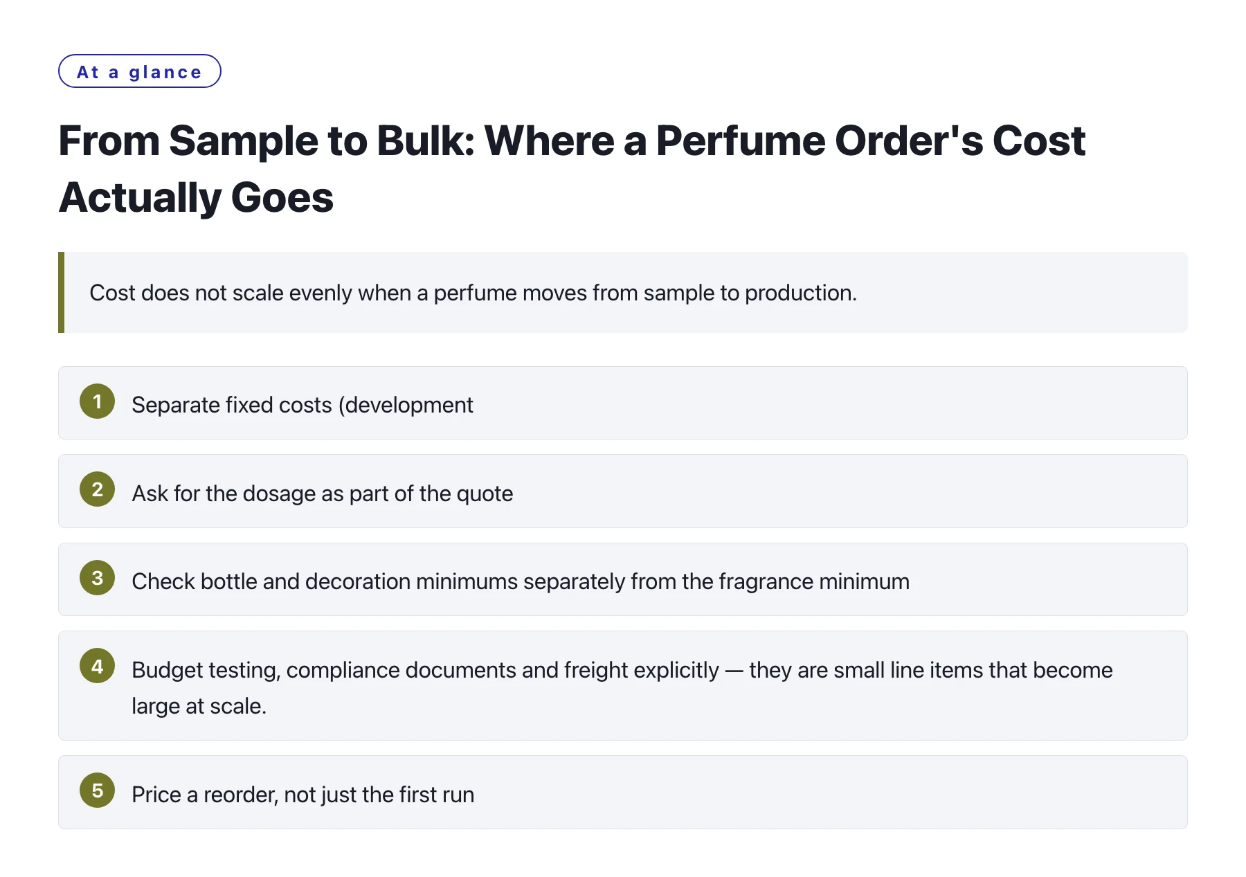 From Sample to Bulk: Where a Perfume Order's Cost Actually Goes——全文要点速览